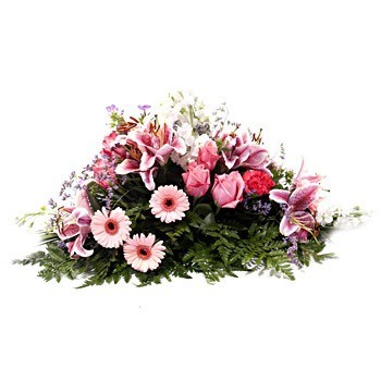 W Twoim imieniu dostarczymy wiązankę pogrzebową z różowych gerber i róż do Austrii - Wiązanka Na zawsze