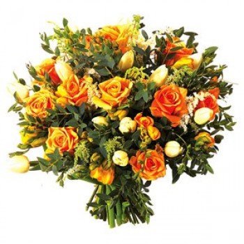 U nas możesz wysłać bukiet skomponowany z kwiatów w ciepłych barwach do każdej miejscowości w Niemczech - Bukiet Dużo zdrowia